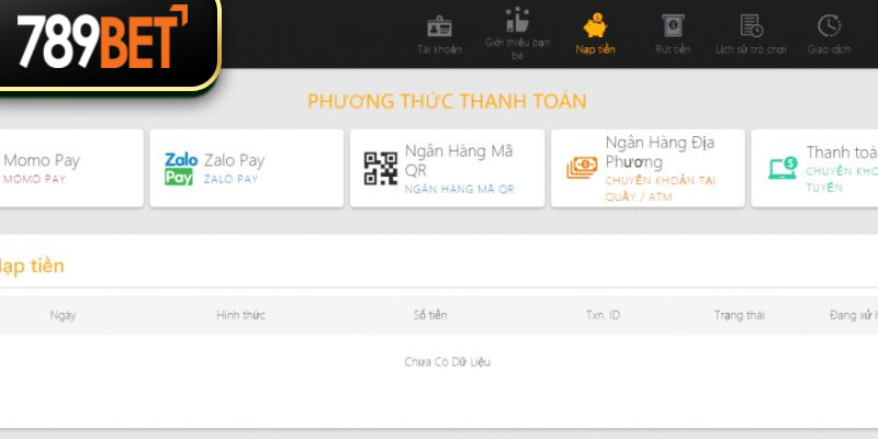 Các phương thức nạp tiền vào 789bet